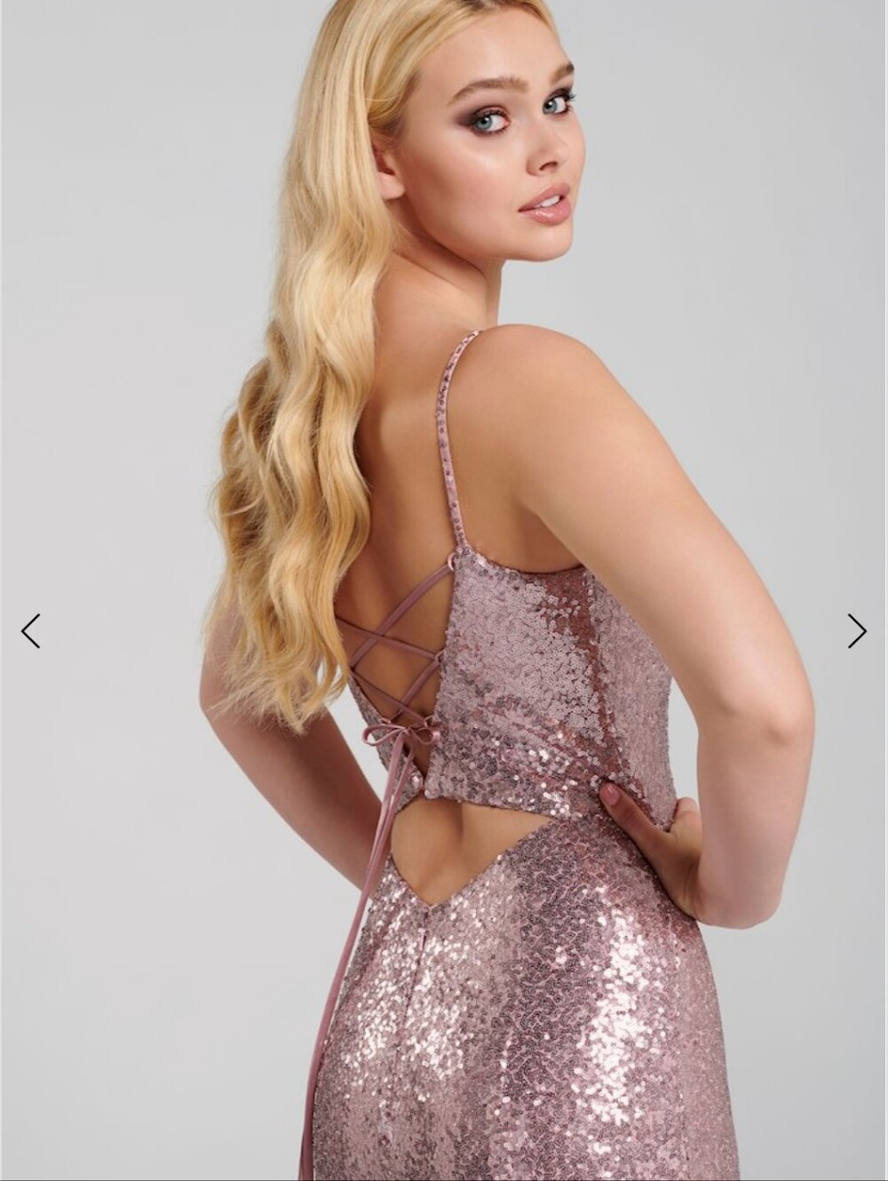 Ellie Wilde Rose Gold Sequin Gown Size 4 $375 - Picture 3 of 6